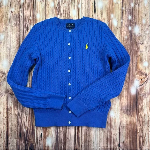 Ralph Lauren Polo Girls Cotton Knit Cable Cardigan Sweater! Size 12/14 Youth - Picture 4 of 14